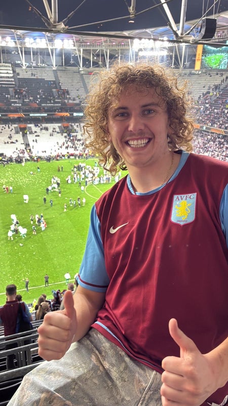 Photo 1: This is me watching Villa at the Europa League Final!