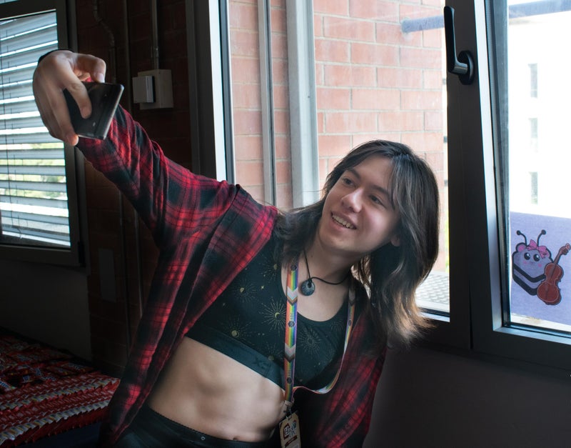 Photo 1: Taking a selfie at HackUPC 2026