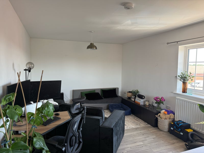 Photo 1: Open plan living room with projector