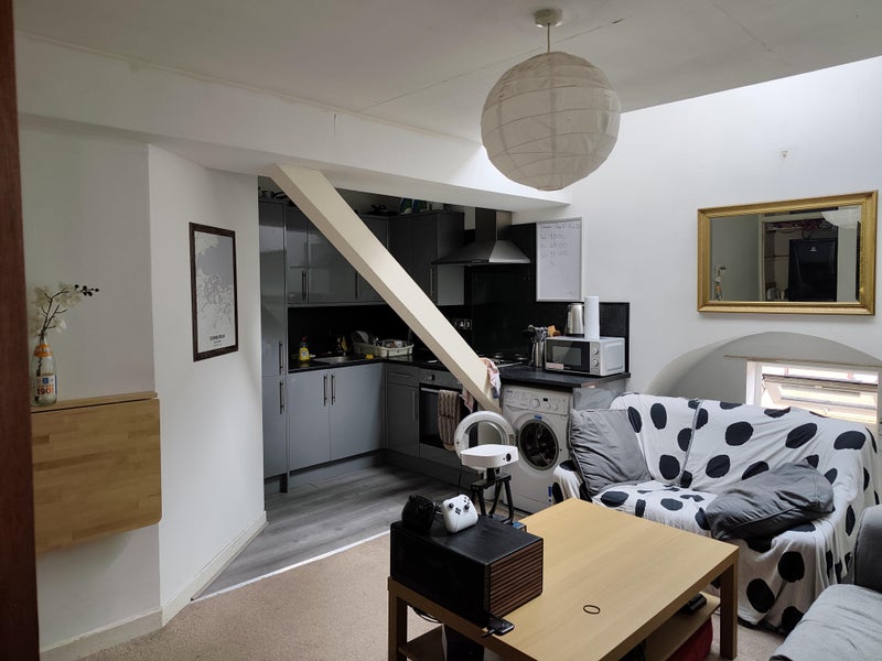 Photo 1: Living room and kitchen