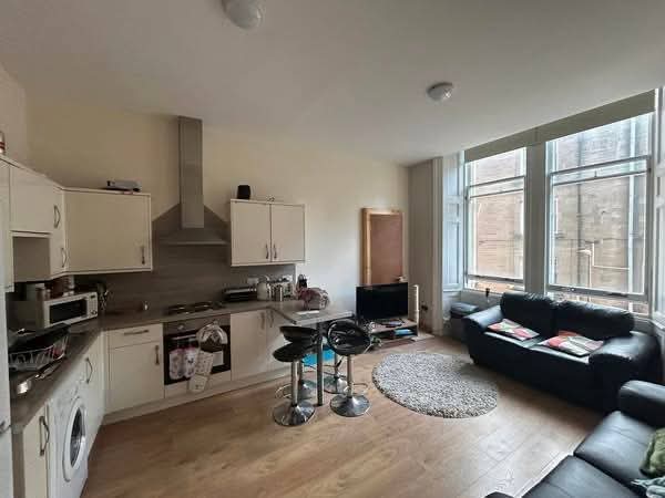 Photo 1: living room and kitchen
