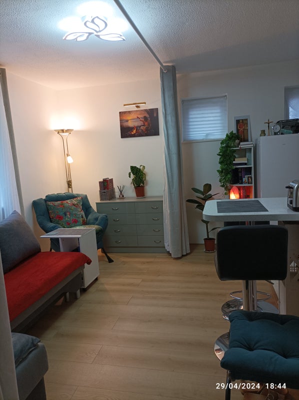 Photo 1: Living room, double sofa bed