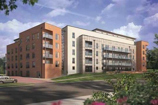 Photo 1: The apartment is at the back of this block