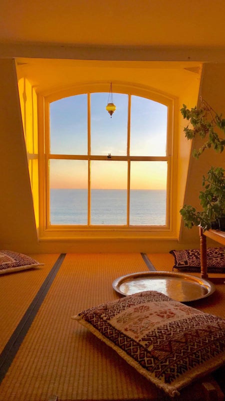 Photo 1: living room at dawn in winter