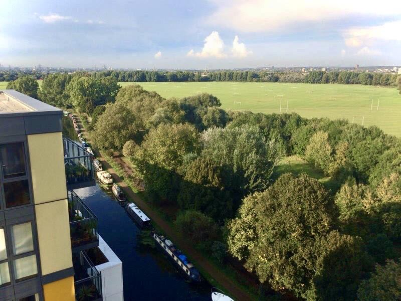 Photo 1: View from balcony over Hackney Marshes and the river Lea. This is London zone 2, really!