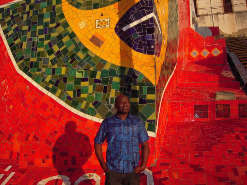 Photo 1: At the top of the Lapa steps in Rio