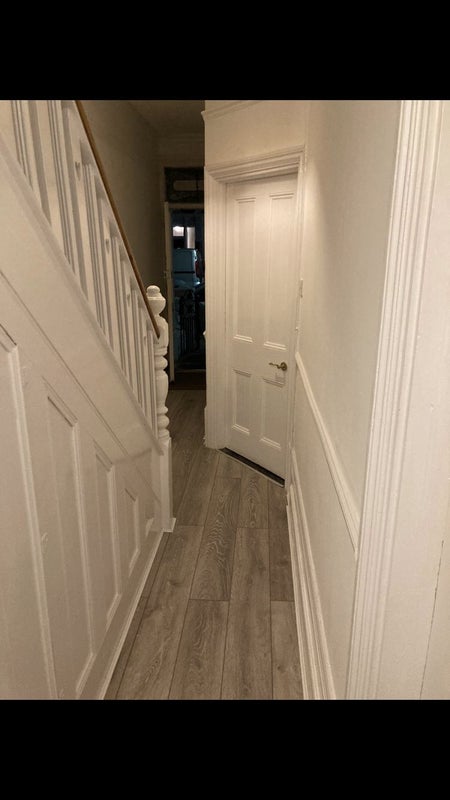 Photo 1: Hallway as first area completed so far 