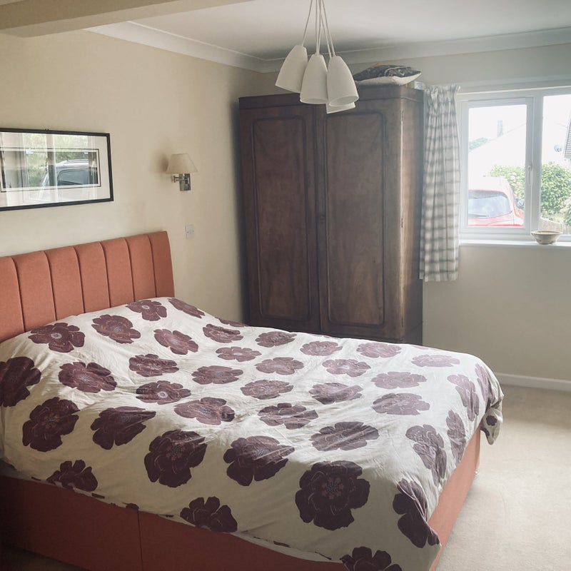 Photo 1: King sized bed and large walnut wardrobe