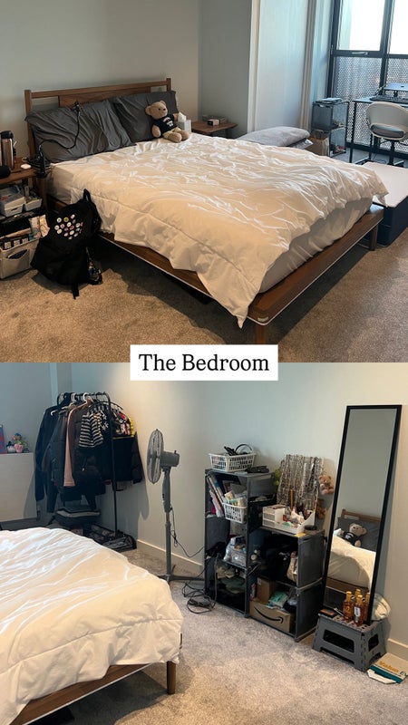 Photo 1: Room comes with: queen-sized bed, desk + chair, 2 closets and 2 bedside tables ~