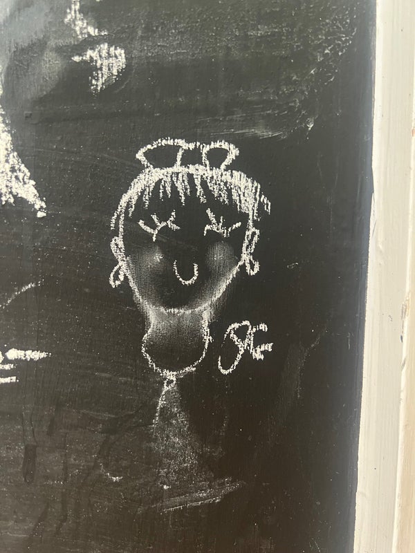 Photo 1: (Untitled) self portrait #7, chalk on blackboard