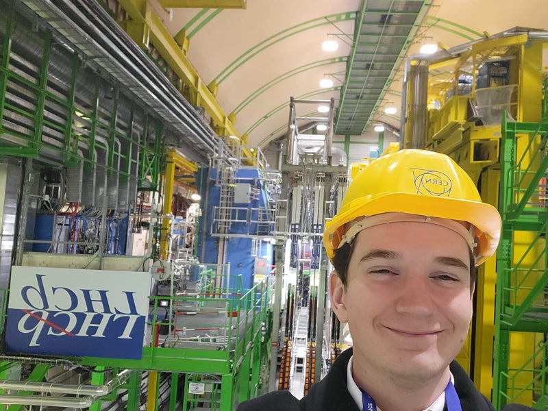 Photo 1: Me at the LHCb (that I work on!)