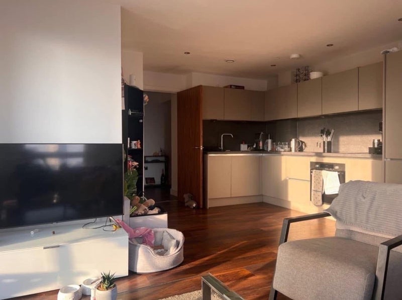 Photo 1: Living room and kitchen area from sofa