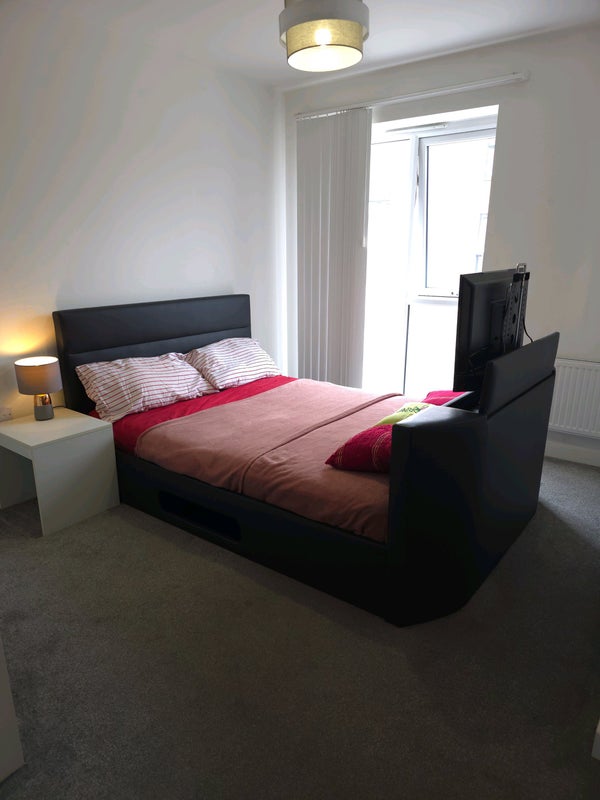 Photo 1: DOUBLE TV-BED FRAME WITH HYBRID DOUBLE MATTRESS