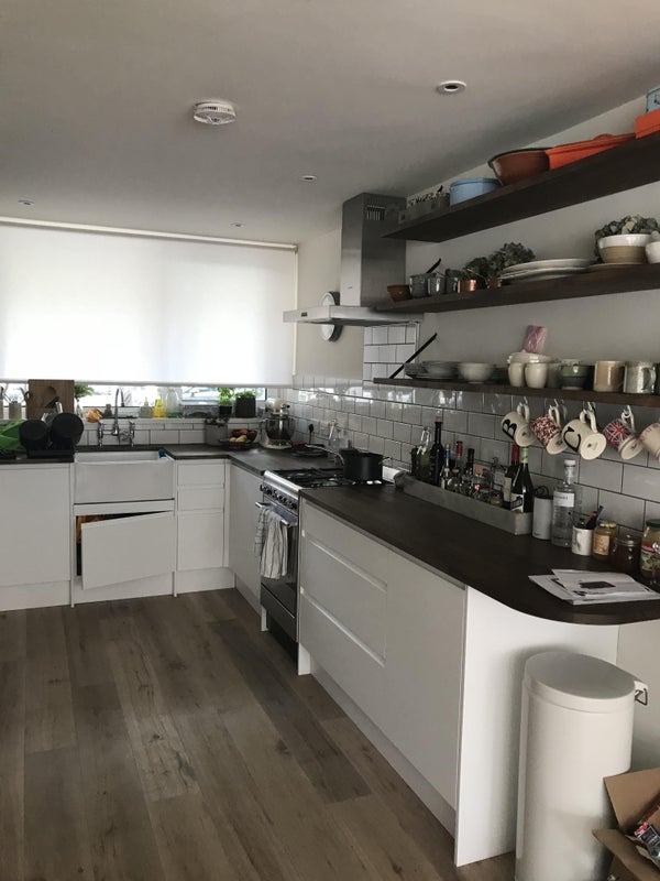 Photo 1: Kitchen and open shelving