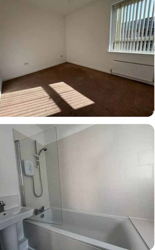 Photo 1: Bathroom and living room 