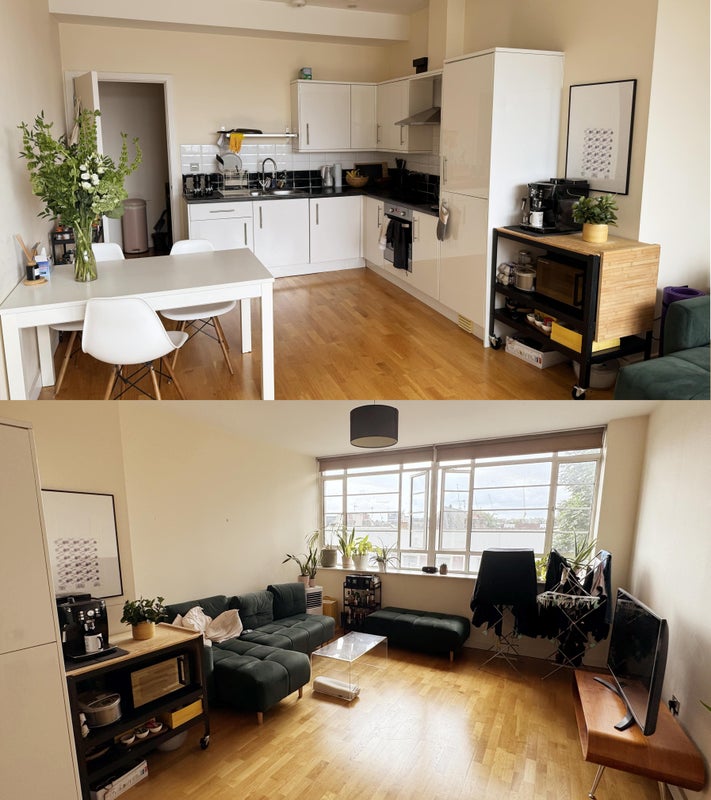 Photo 1: kitchen + living room