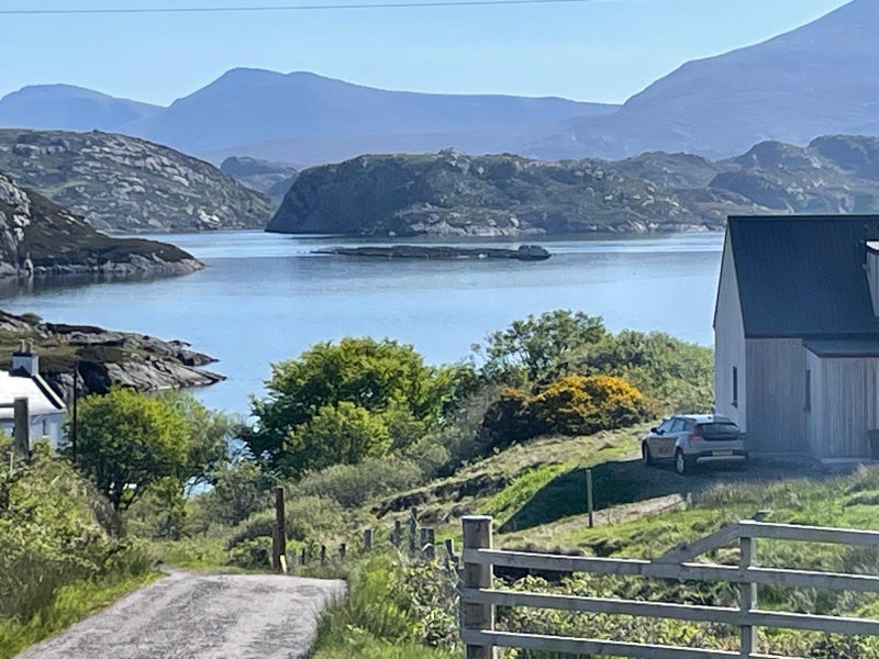 Photo 1: The house is on the right of this photo. Loch Laxford is a sea loch.
