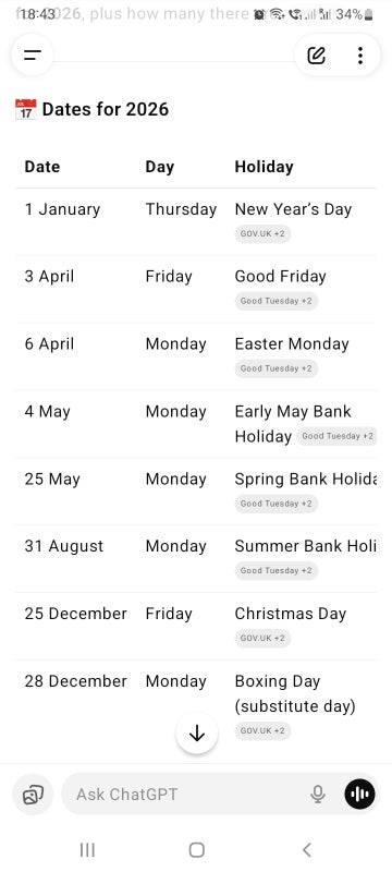 Photo 1:  Bank Holidays 2026..here we go!