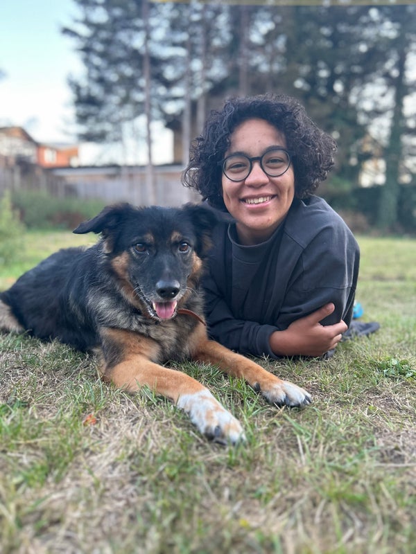 Photo 1: Me (Ana) and the dog (Moose)