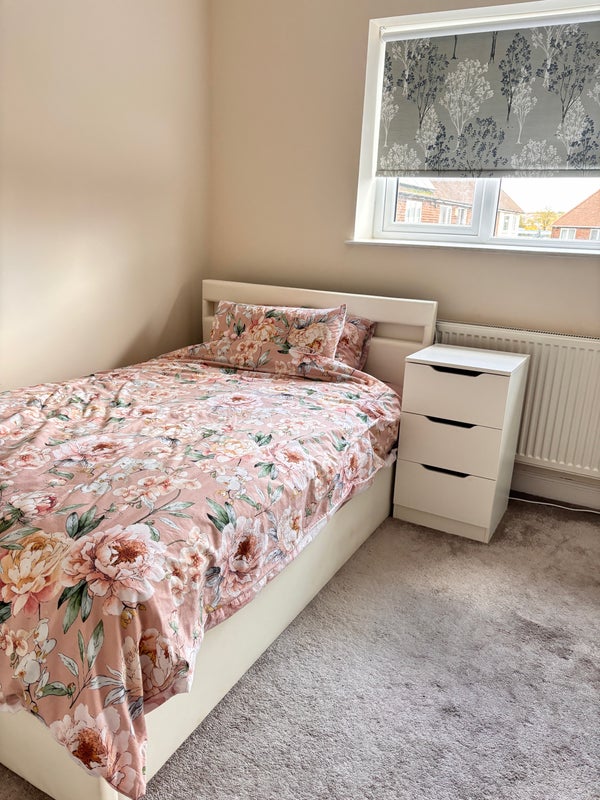 Photo 1: 3 quarter bed with side table