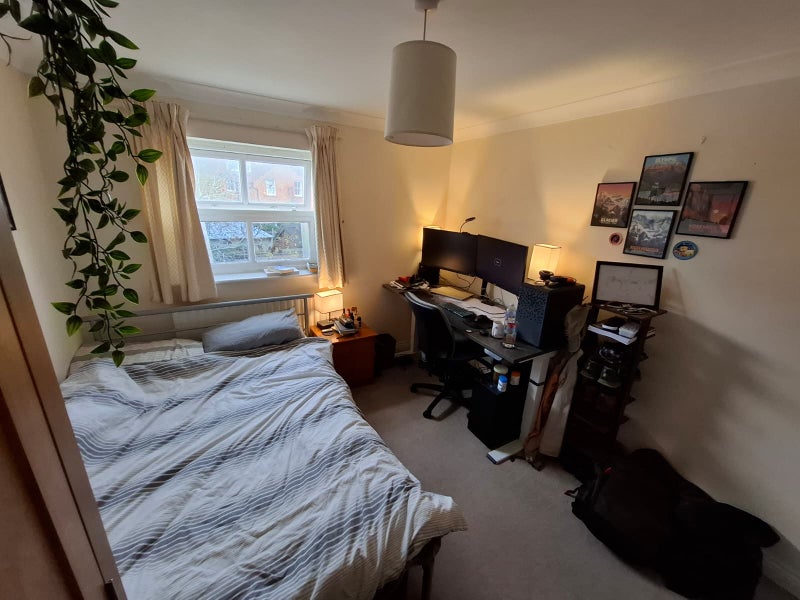 Photo 1: Your bedroom, with plenty of space for huge desk. Included: bed, dresser, wardrobe, bedside table.