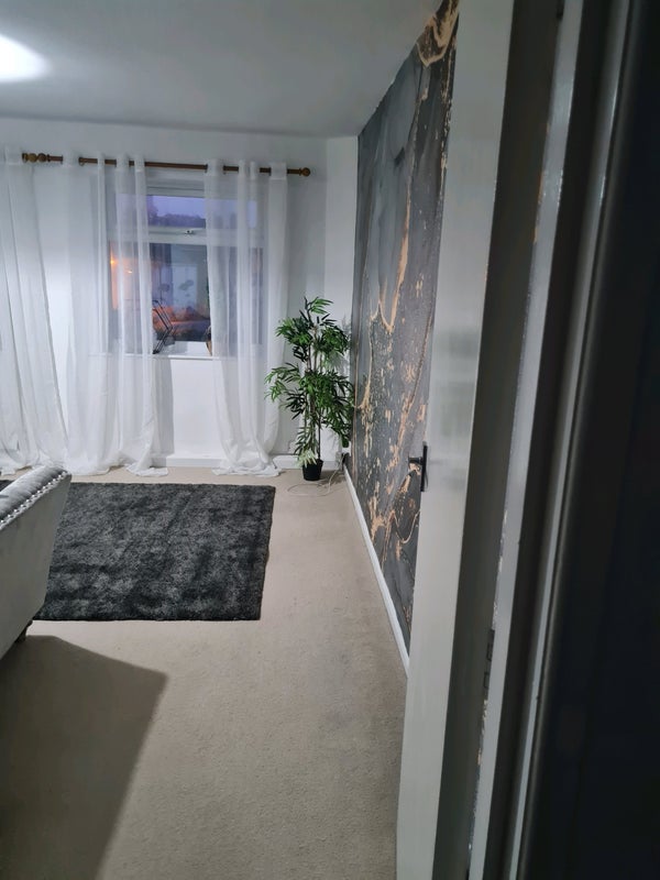 Photo 1: Pictures when 1st decorated is more furnished now and has tv