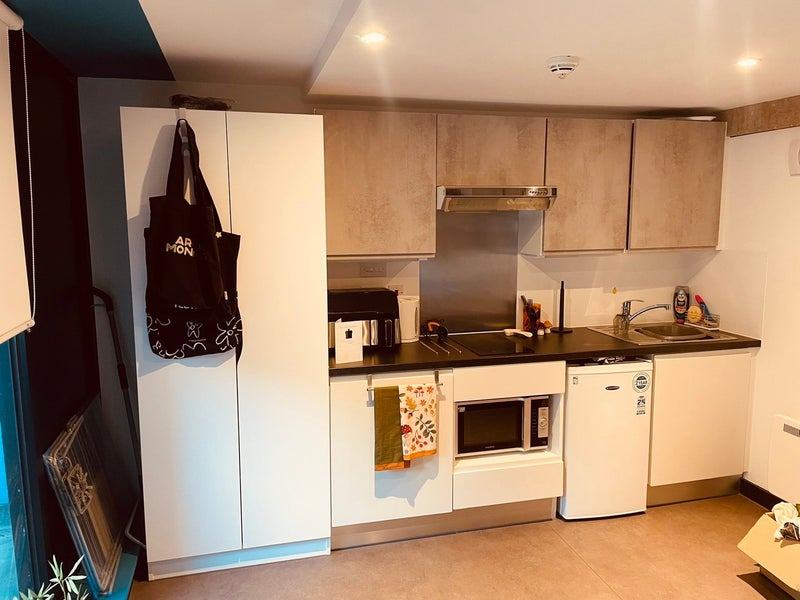 Photo 1: Kitchen with 2 hobs and a microwave oven