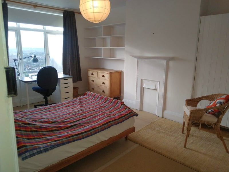 Photo 1: Double-size bed, work-space