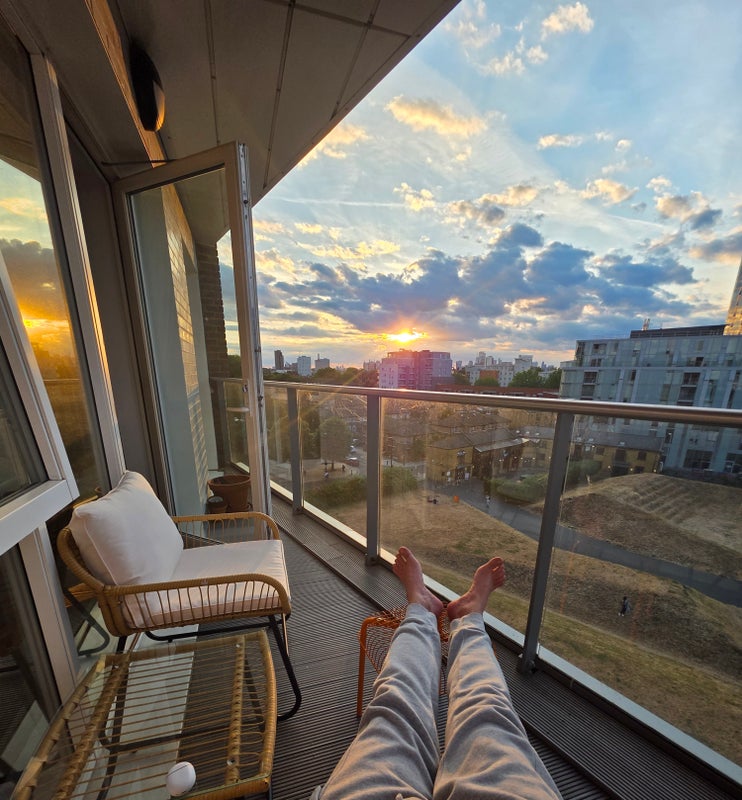 Photo 1: Private balcony with sunset view