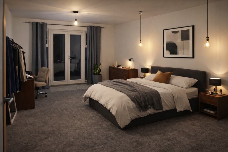 Photo 1: Extra Large Room with French doors to garden as well as bay window with view of the front of house 