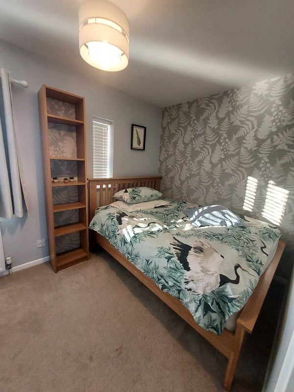 Photo 1: Oak furniture land double bed with new mattress 