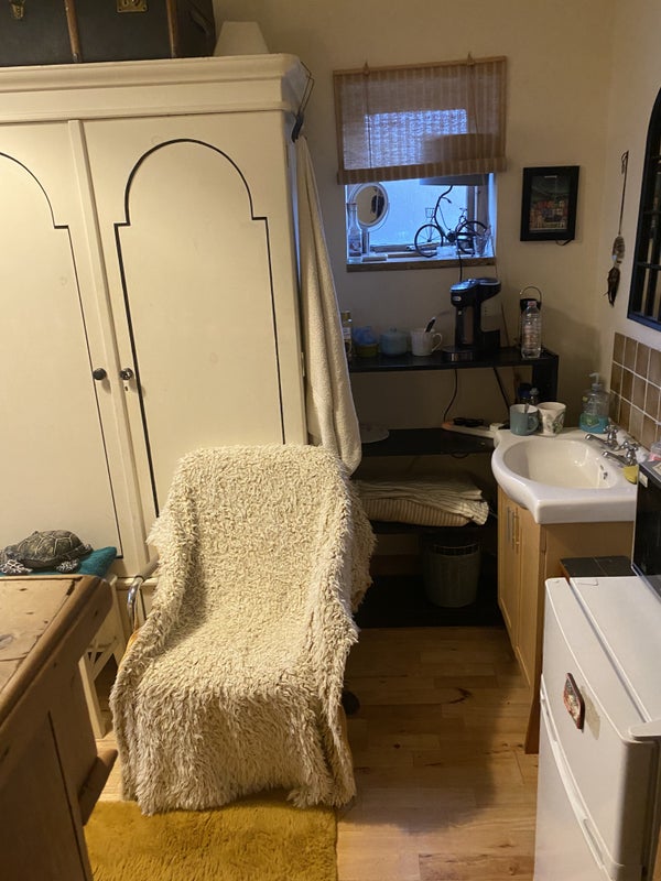 Photo 1: Sink, microwave , fridge