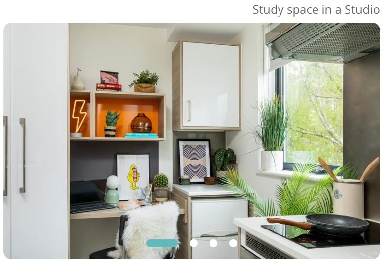 Photo 1: Study space in a studio. Images are representative and rooms can vary.