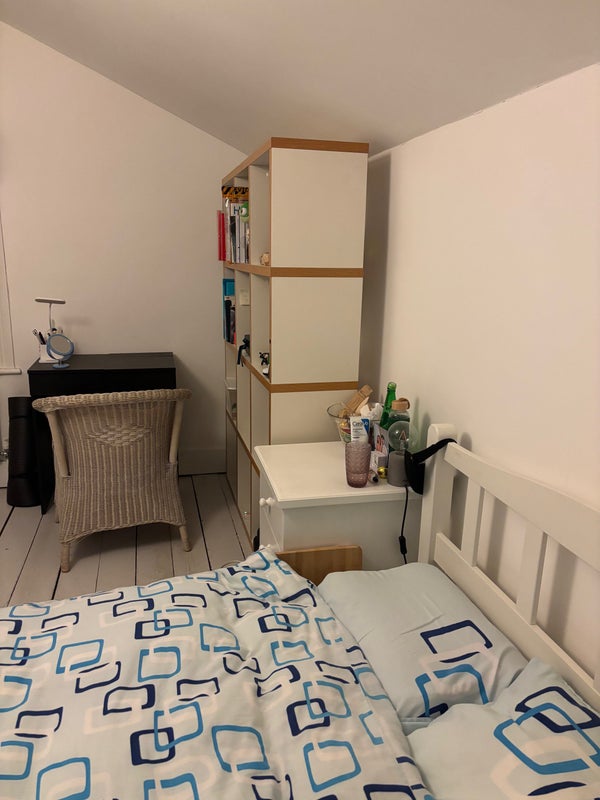 Photo 1: Desk & lots of shelves