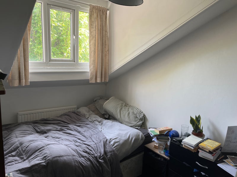 Photo 1: This is the bedroom - it has a bookshelf and clothes rail  just out of shot