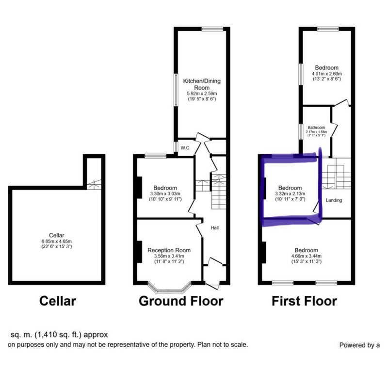 Photo 1: Floorplan, bed for let = smallest bed on the first floor