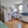 Photo 5: Kitchen, with hob, microwave. Oven needs replacing, but will invest in slow cooker.