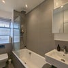 Photo 6: Modern shared bathroom with rainfall shower over bath