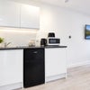 Photo 4: Fridge freezer, toaster, kettle, microwave 