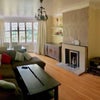 Photo 1: Living room - sofa, tv, dinning table and fireplace