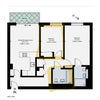 Photo 3: Bedroom and bathroom highlighted in yellow. The master bedroom will be our space, and the kitchen/li