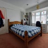 Photo 1: Double bed, bookcase & large white desk