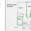 Photo 9: Floor Plan defining Room 2 & its Bathroom