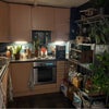 Photo 6: Kitchen, with hob, microwave, washing machine, cutlery, pans etc