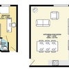 Photo 2: Floor plan of the room and the communal kitchen