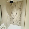 Photo 7: Built in the wall shower and large shower head, luxury marble tiles 