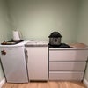 Photo 5: Kitchenette with cooker, kettle and fridge 