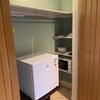 Photo 5: fridge, microwave and utensils inside wardrobe