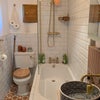 Photo 3: small bathroom with overhead shower and bath