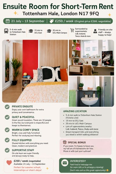 Ensuite Room near Tottenham Hale Station | UCL | Main Photo